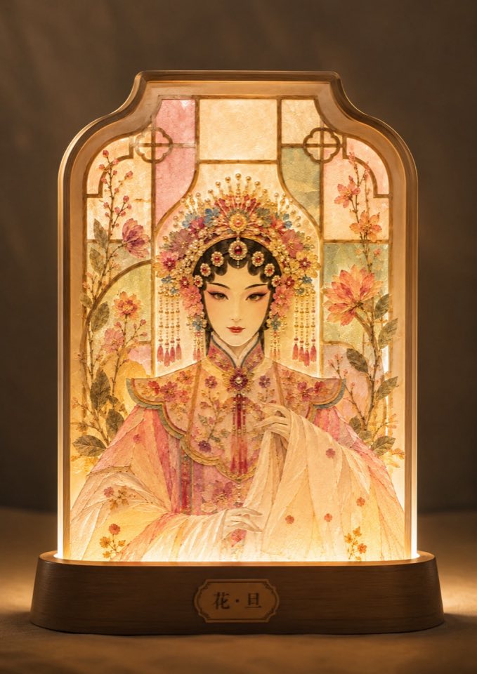 《花·旦》西关花窗光影小夜灯